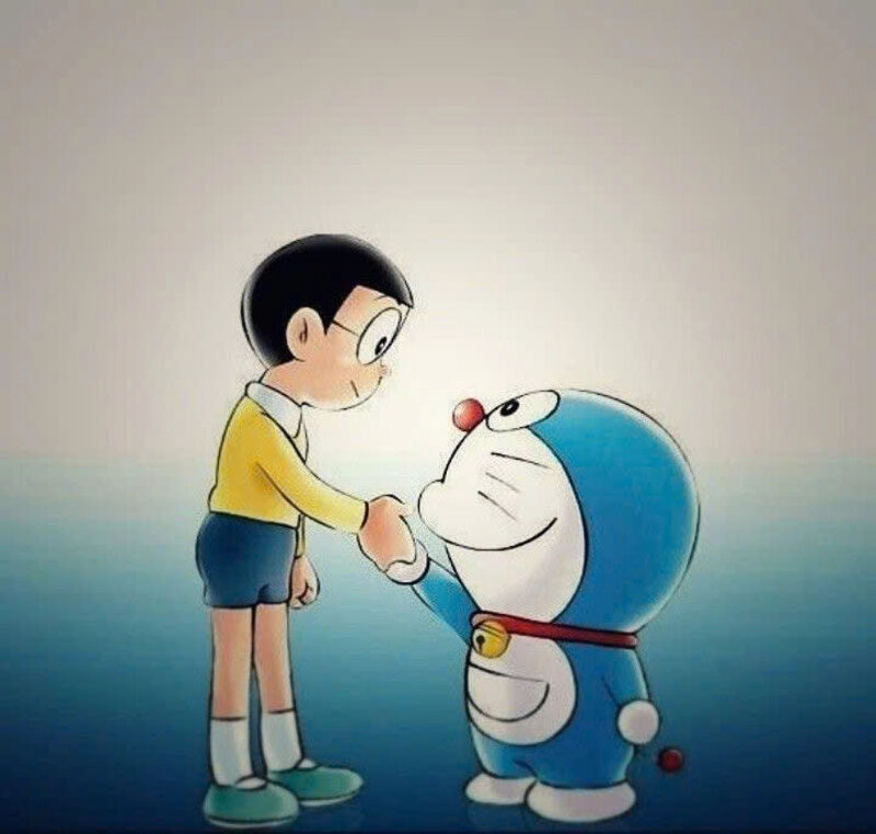 Hình ảnh Doraemon cute cùng Nobita tâm sự