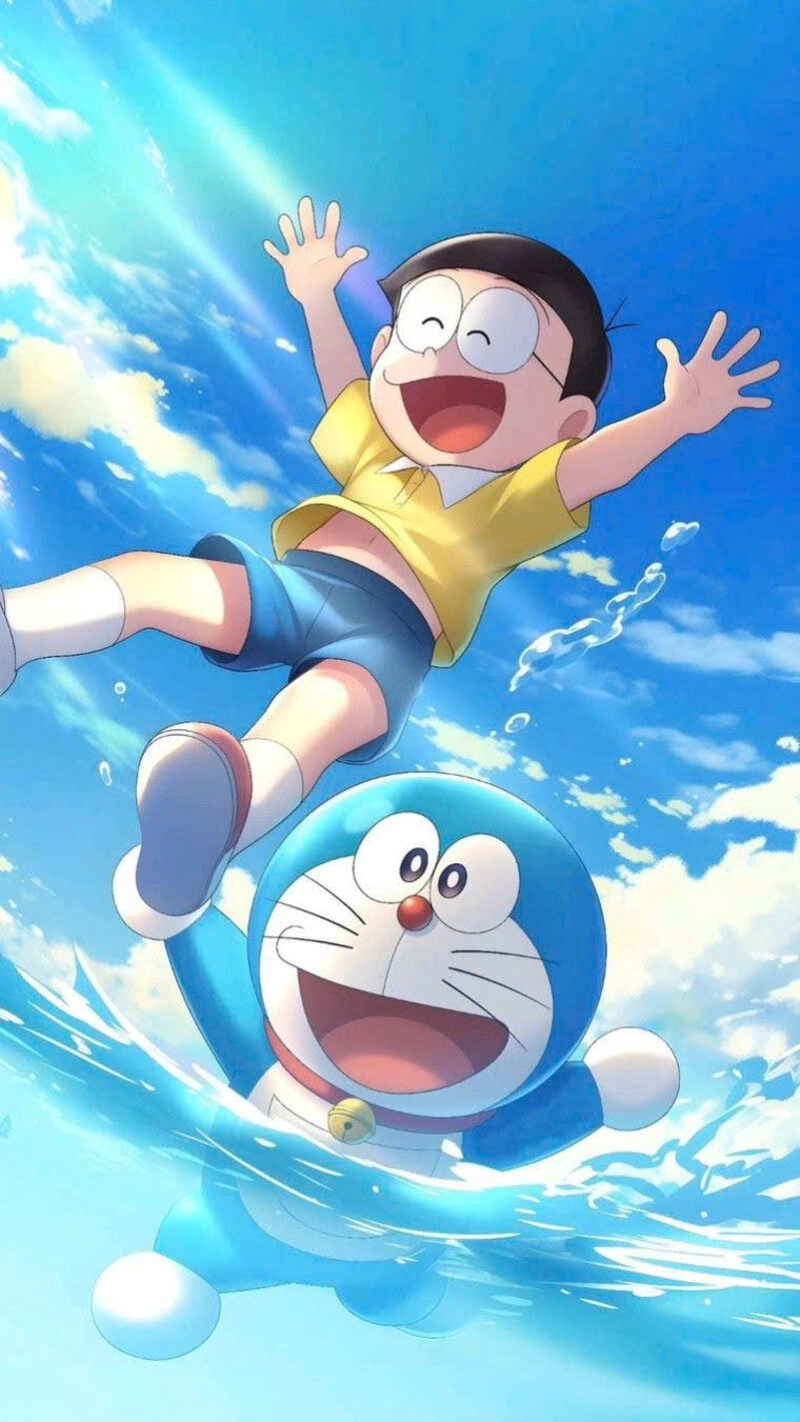 Hình ảnh Doraemon cute cùng Nobita vui vẻ