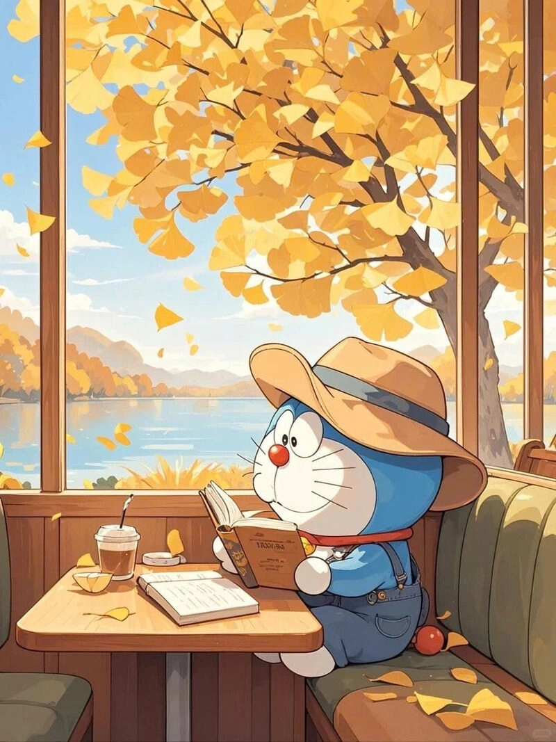 Hình ảnh Doraemon đọc sách