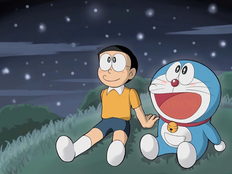 Hình ảnh Doraemon cute cùng Nobita vui vẻ