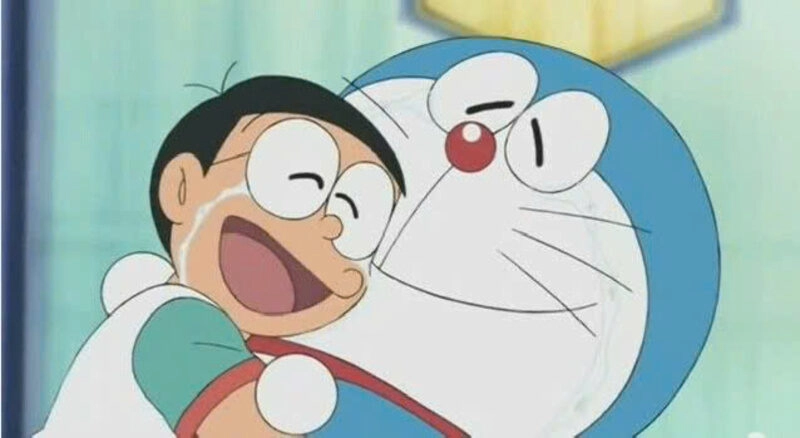 Hình ảnh Doraemon cute cùng Nobita tâm sự