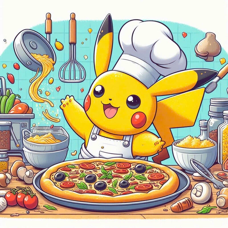 Hình ảnh pikachu cute đang ăn uống