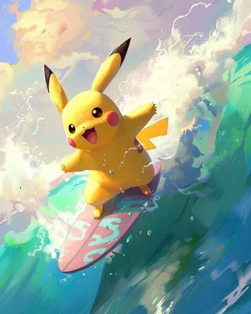 Hình ảnh pikachu cute lướt sóng