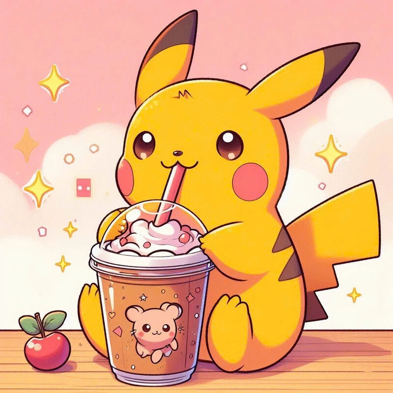 Hình ảnh pikachu cute đang ăn uống