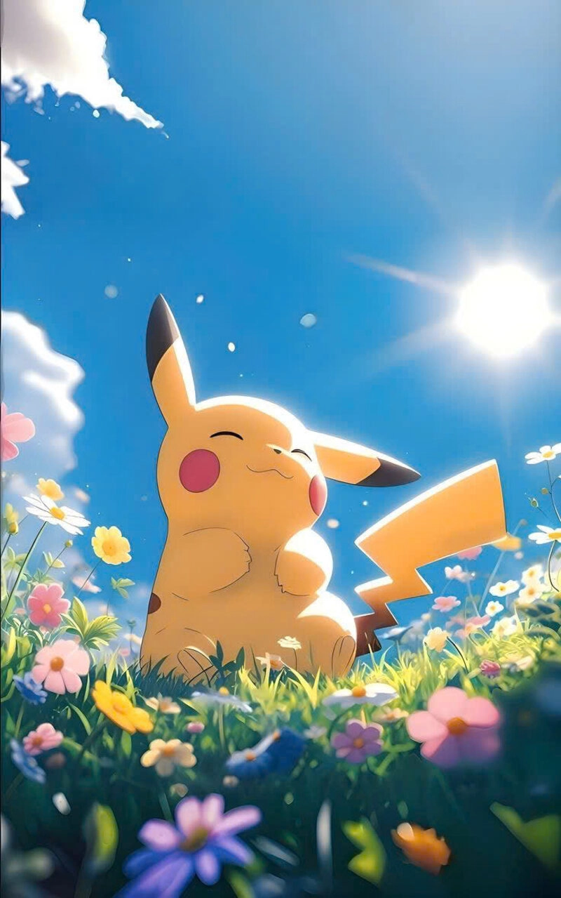 Hình ảnh pikachu cute ngắm bầu trời