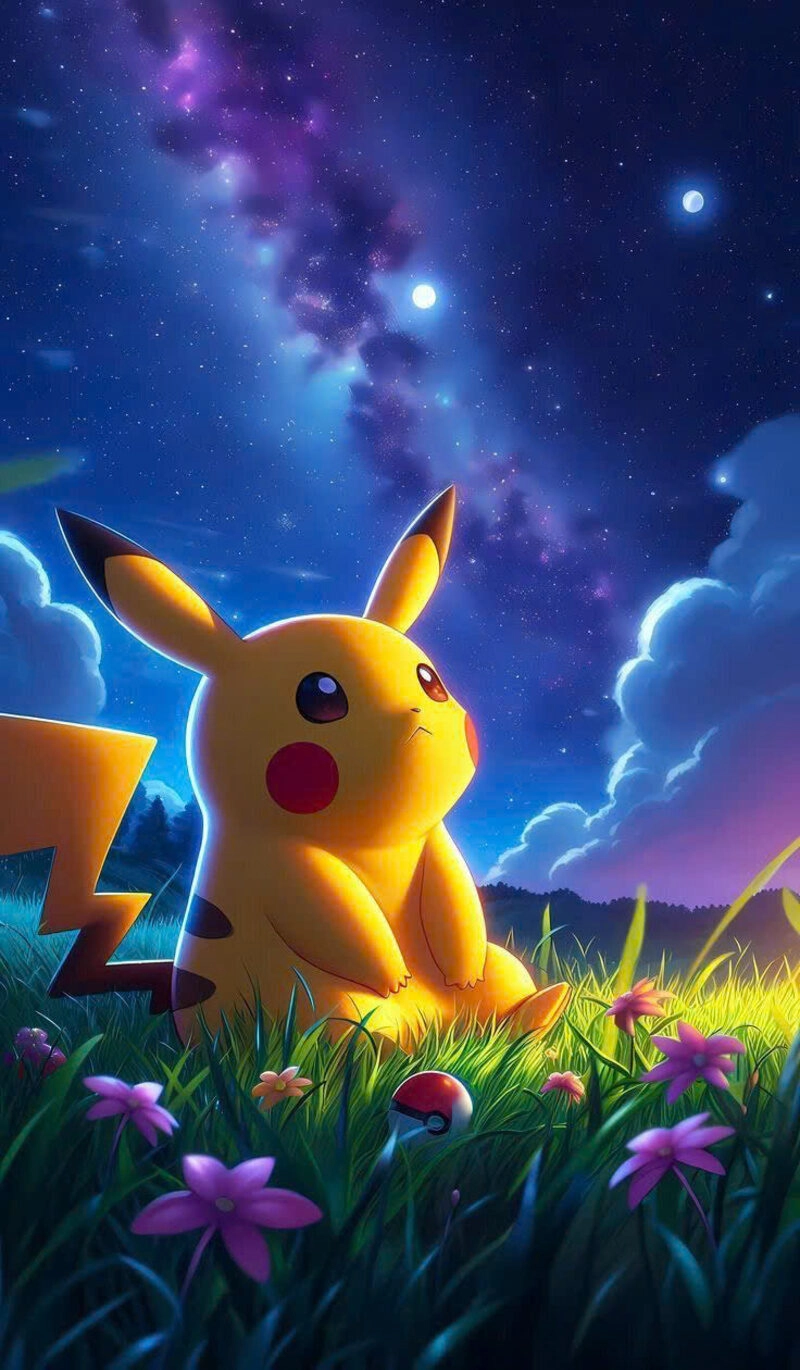 Hình ảnh pikachu cute ngắm bầu trời