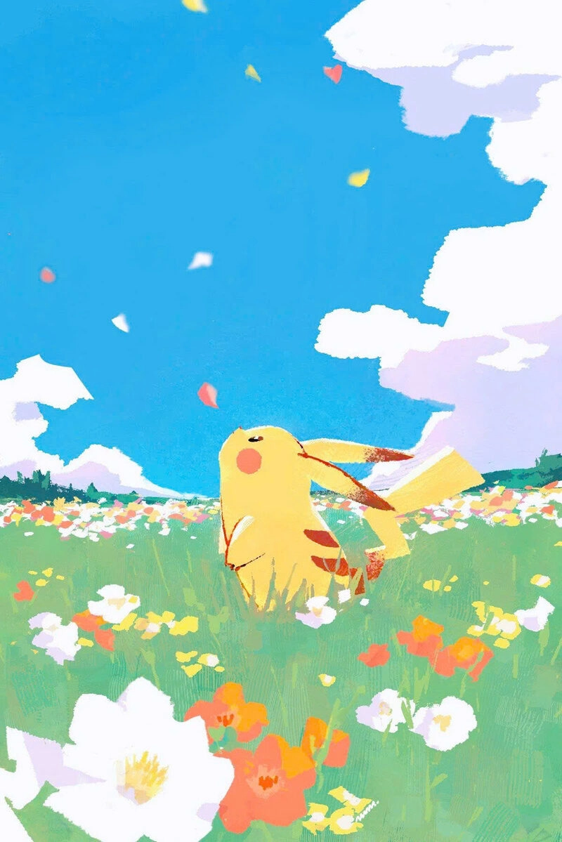 Hình ảnh pikachu cute ngắm bầu trời