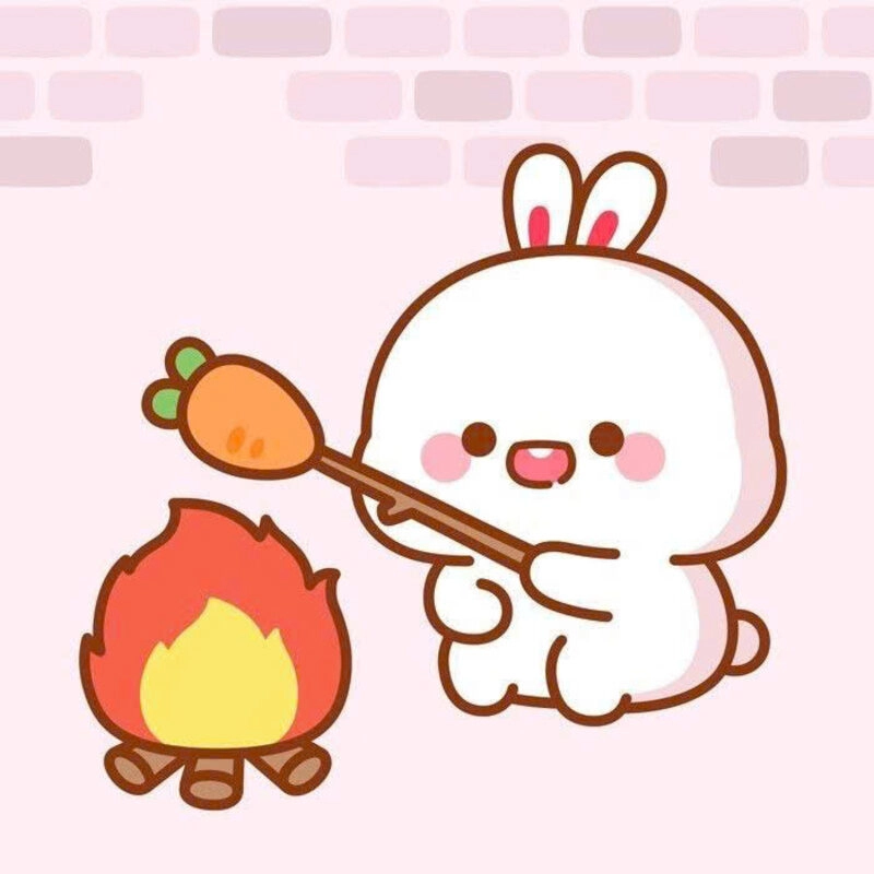 Hình ảnh thỏ cute học ngồi nướng đồ ăn