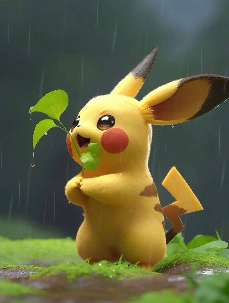 Hình ảnh pikachu cute trồng cây