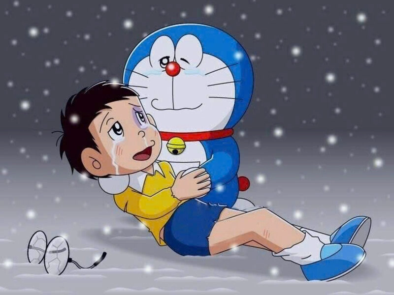 Hình ảnh Doraemon cute cùng Nobita tâm sự